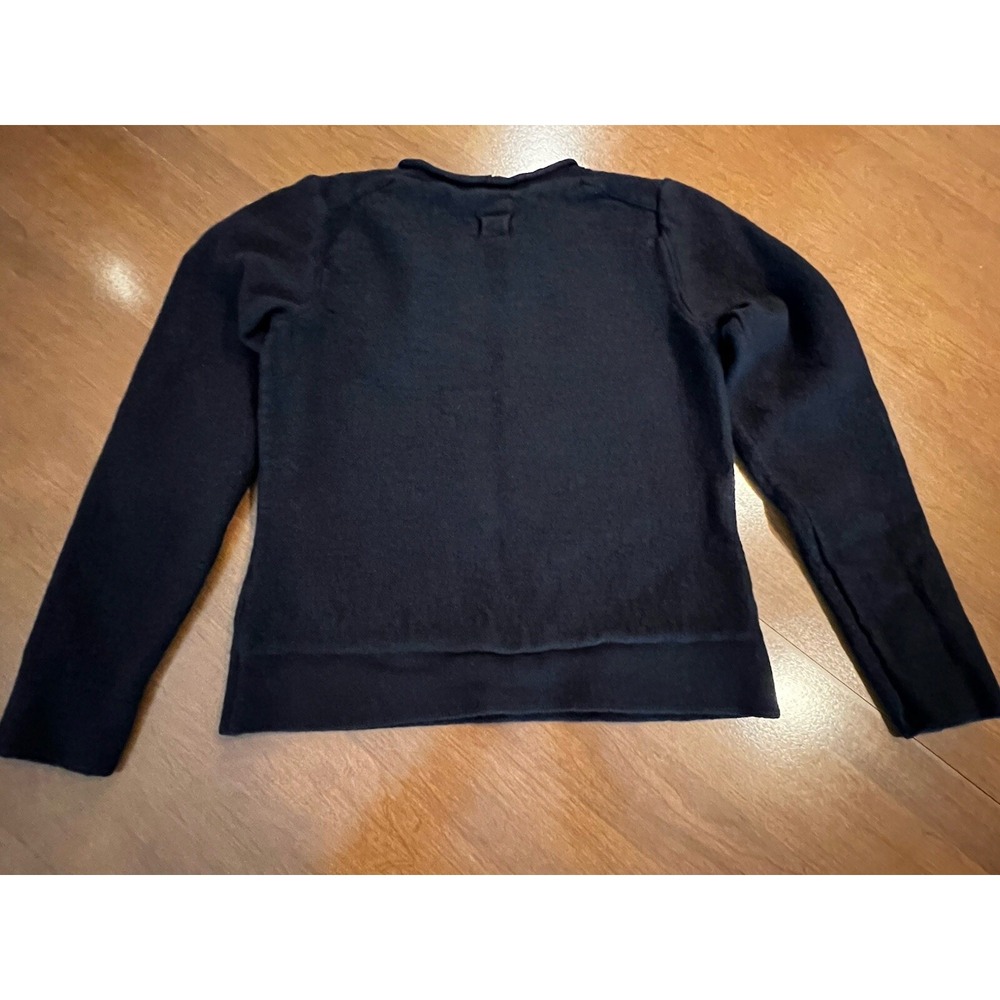 Hannes Roether Black Wm's Virgin Wool Sweater Size XS Rolled Hem Collar - Picture 2 of 15